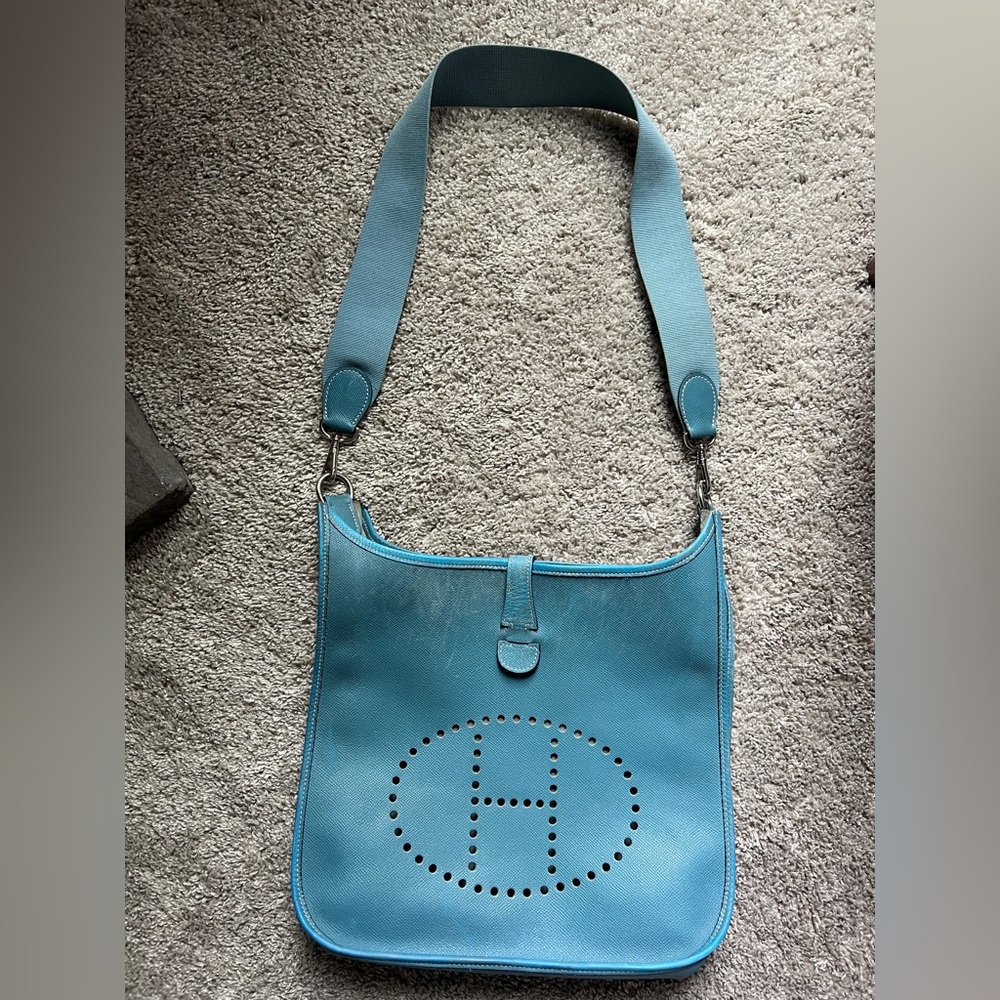 Hermes Evelyne Bag Blue Authentic